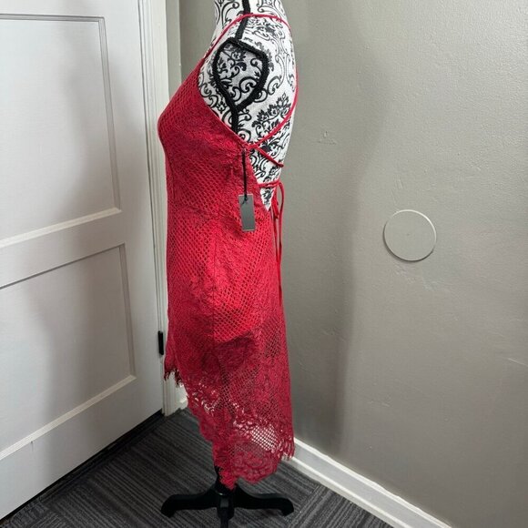 Lovers & Friends red lace SKYLIGHT DRESS with lace up back. - Picture 6 of 12